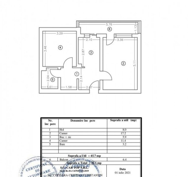 Tomia Nord/Ciresica - Apartament cu 2 camere decomandat, mobilat si utilat