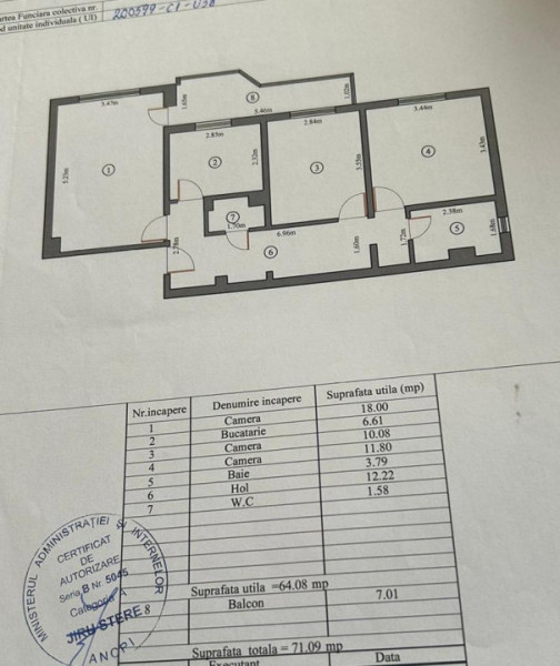 Inel I - Soveja DR-uri -  Apartament  decomandat cu 3 camere, etaj 1.