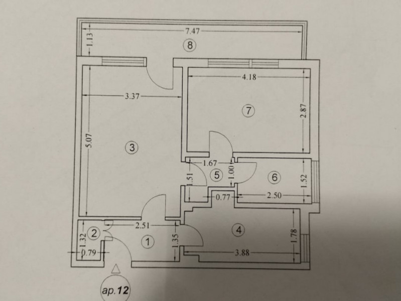 Ultracentral -Primarie- apartament 2 camere transformat in 3 