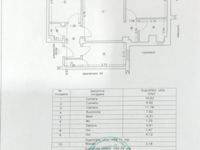 Inel I - Soveja Eden -Apartament 3 camere ideal investitie, etaj 2.