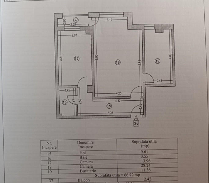 Inel 2 - Apartament cu 2 camere decomandate in bloc nou